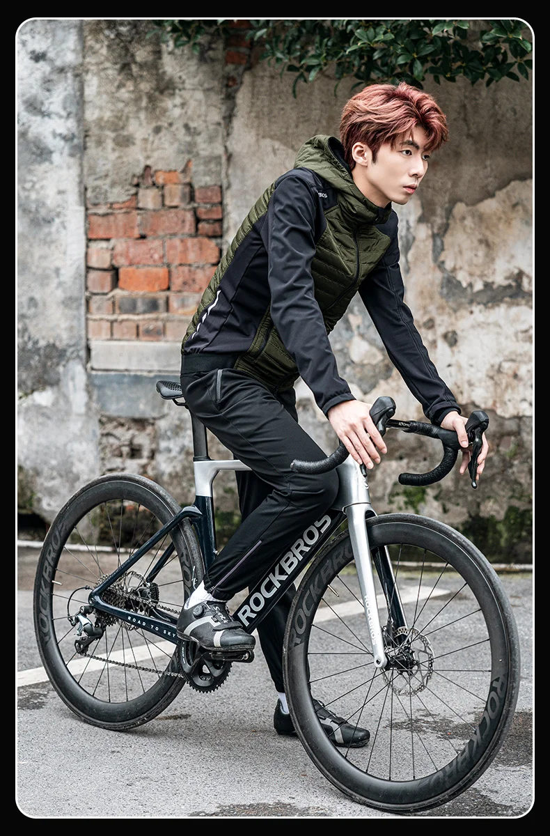 ROCKBROS Warmes Winter-Fahrradtrikot Ultraleichte Daunenjacke Langarm-Fahrradbekleidung Thermofleece Widerstandsfähiger Ciclismo-Mantel – Detail 4