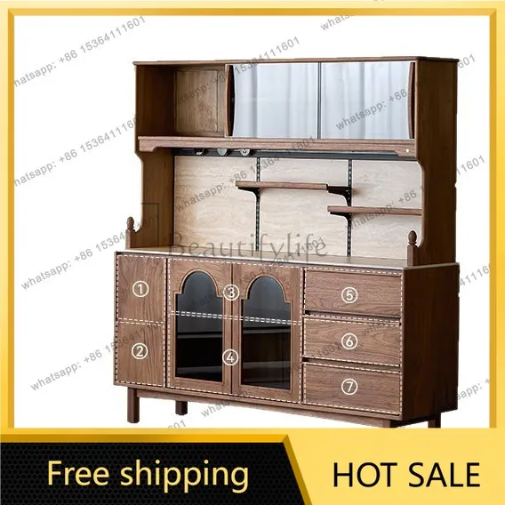 Factory Direct Sales Black Walnut All Solid Wood Medieval Chinese Storage Travertine Slate