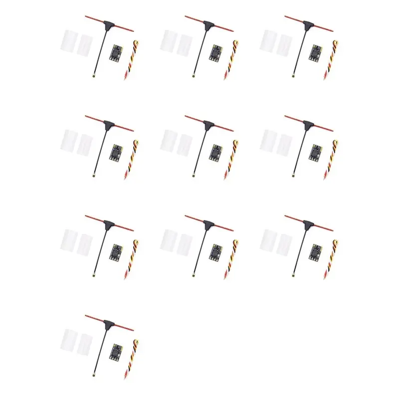 10X ELRS Receiver 2.4Ghz NANO Expresslrs Receiver CRSF With T-Type Antenna For RC FPV Traversing Drones Parts