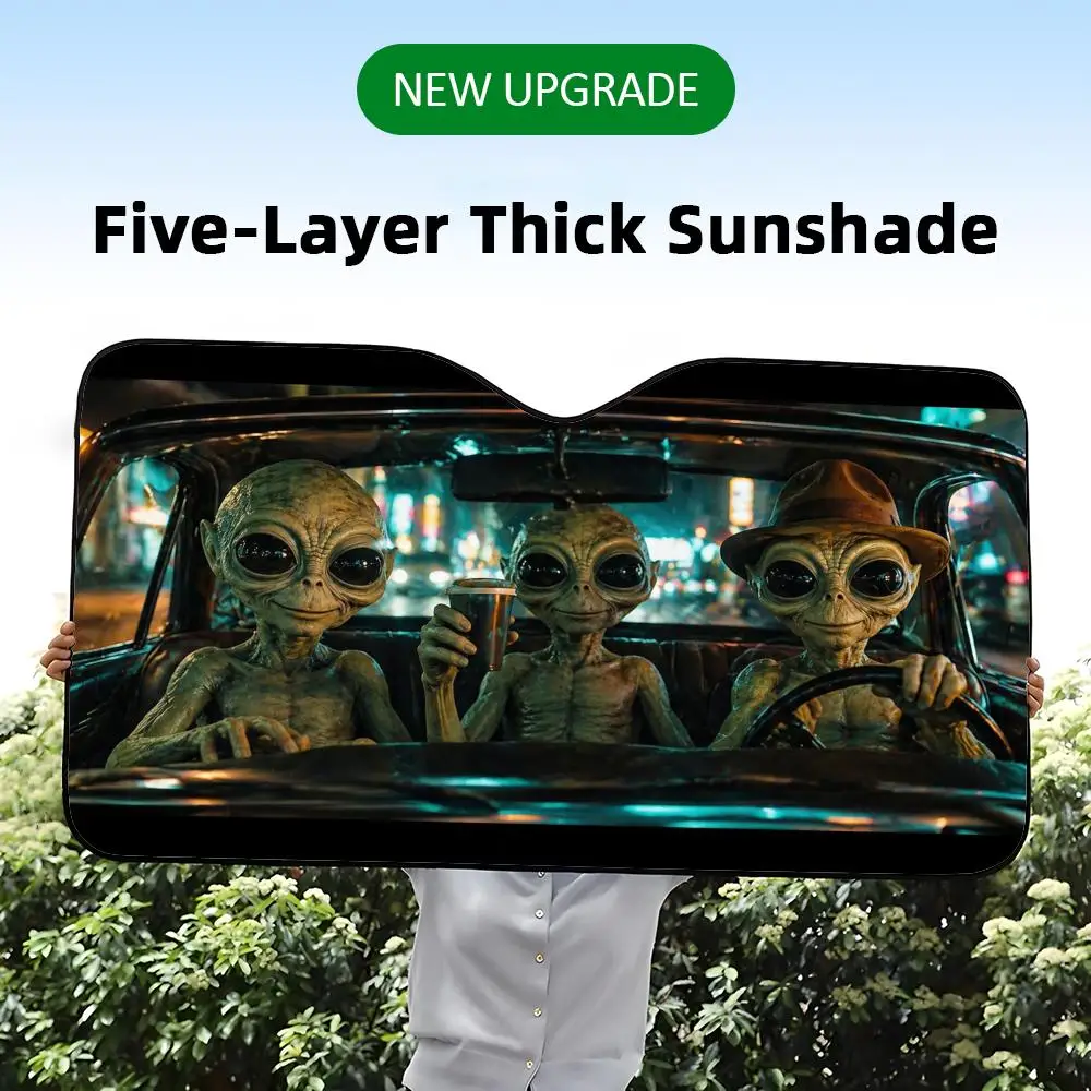 Alien Night Drive Sun Visor Foil Windshield Sunshades UV Protector & Heat Shield Car Front Window Foldable