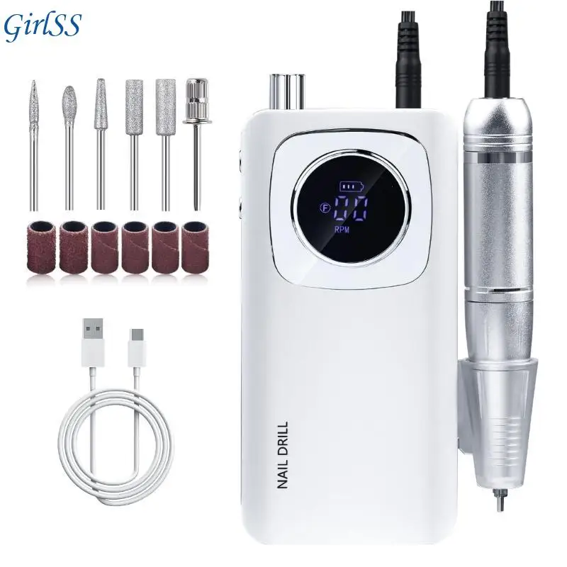 

Электрическая дрель для ногтей, 45000 об/мин, набор с ЖК-экраном, пилочка для ногтей для акриловых гелей, маникюра, T4MB