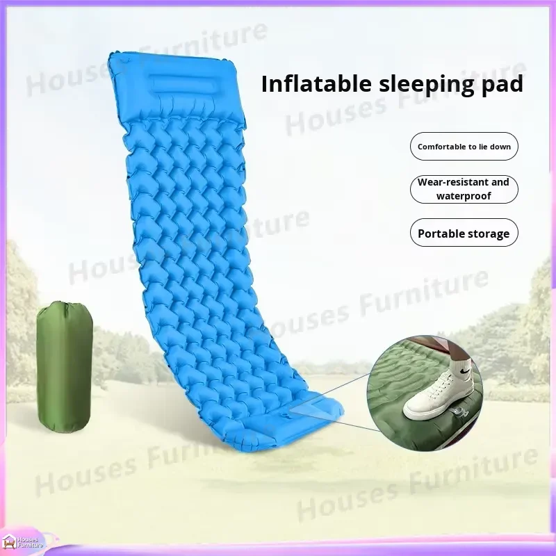 Outdoor Inflatable Sleeping Pad Moisture Proof Foot Mat Single Size Camping Tent Air Mattress Lightweight Portable Hiking Bed