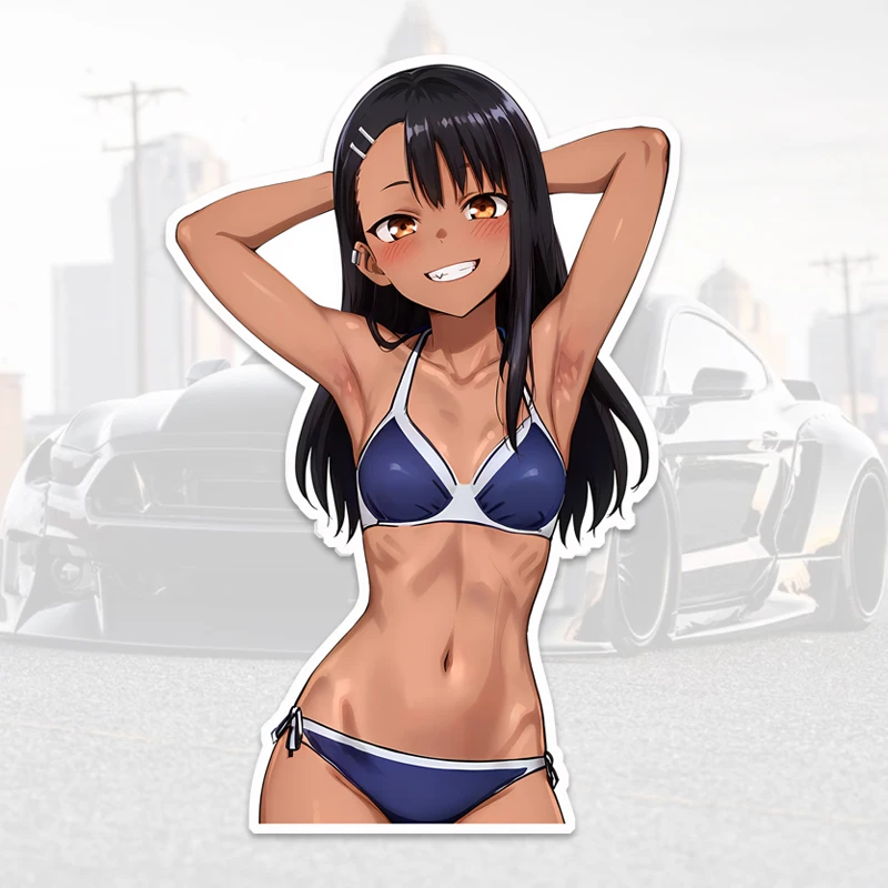 DN78 #   Аниме черные волосы девушка наклейки на автомобиль красивая женщина креативные авто наклейки бутылка воды тележка багажник бампер наклейка на дверь автомобиля