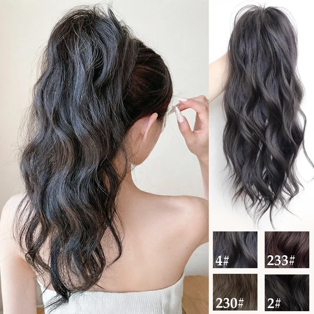 

Synthetic 12 inch ponytail clip, curly ponytail patch, women's black brown hair clip