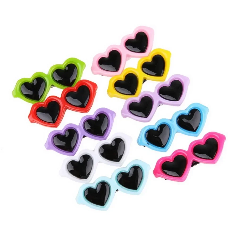 Plastic Heart Shaped Hairpins for Pets, Hair Clip, Bows, Barrette, Sunglasses, Accessories, Dog, Cat, Puppy, 10Pcs