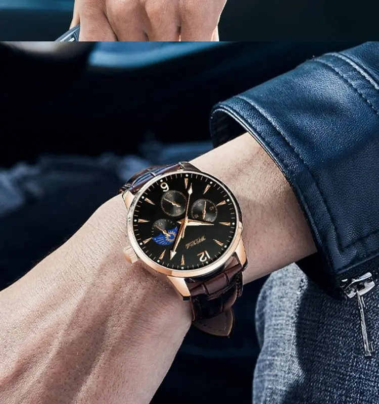 Retro style handsome luxury men's watch automatic waterproof student classic trend simple quartz watch birthday gift