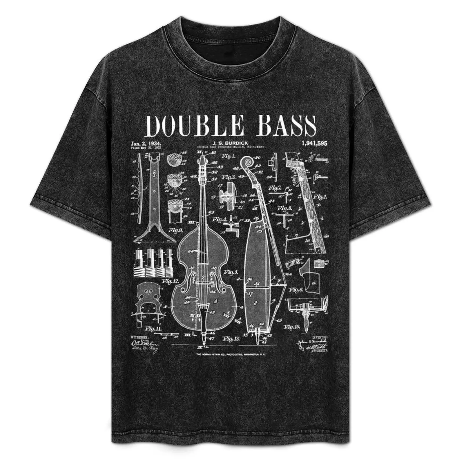 

Double Bass Player Bassist Musical Instrument Vintage Patent T-Shirt Big Size Daily Wear T-Shirt