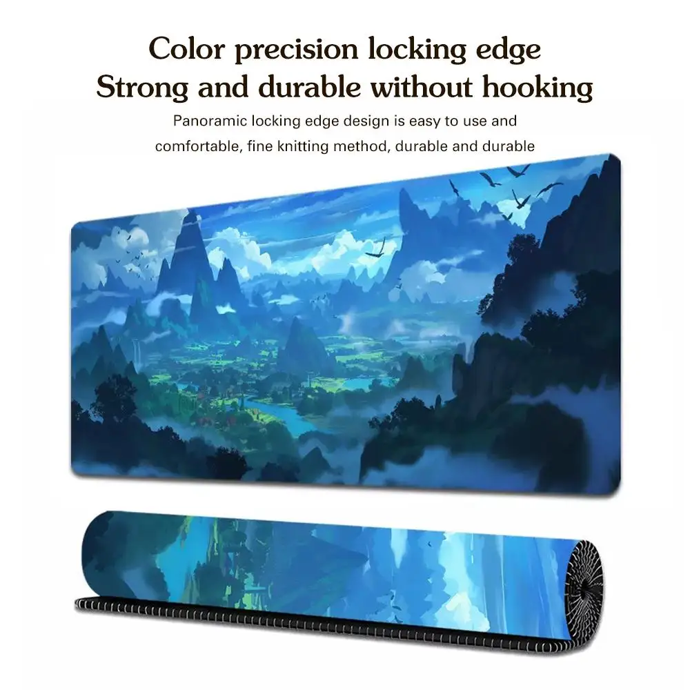 Alfombrilla de ratón de tela impermeable, Base de goma antideslizante, alfombrilla de escritorio Extra grande, impresión de arte al óleo de paisaje, alfombrilla de escritorio de ordenador Premium