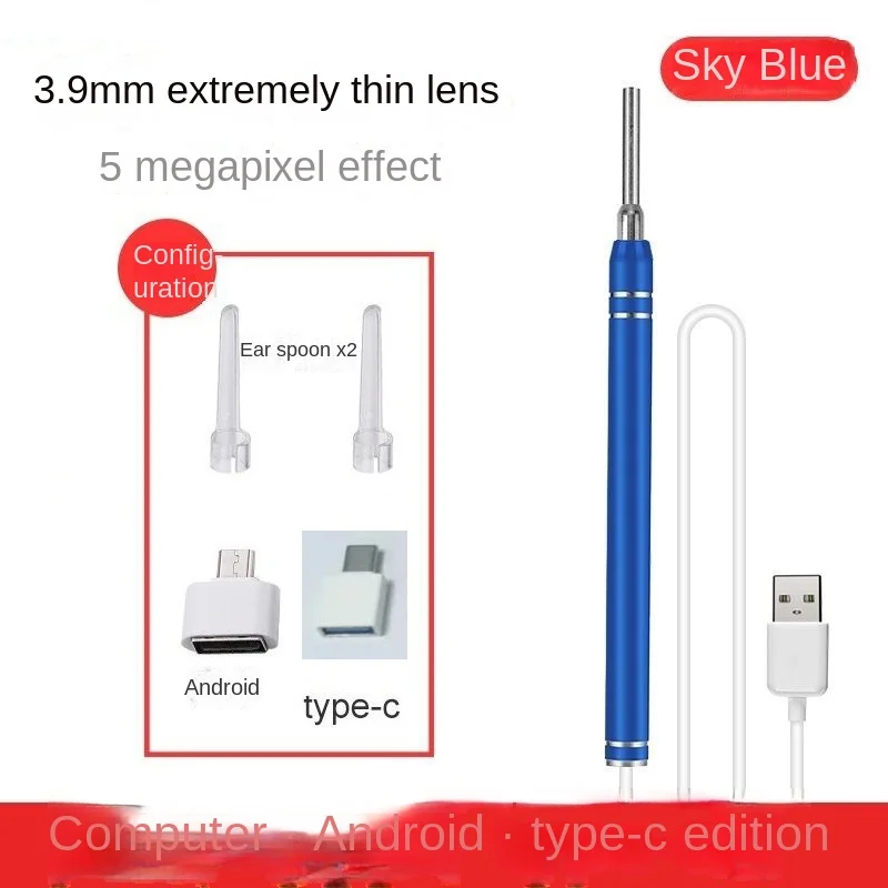 3.9Mm Không Dây WiFi Thị Giác Kiểm Tra Otoscope Android IOS Điện Thoại Đa Năng Tai Wax Sạch HD Dạ Quang Tai Chọn