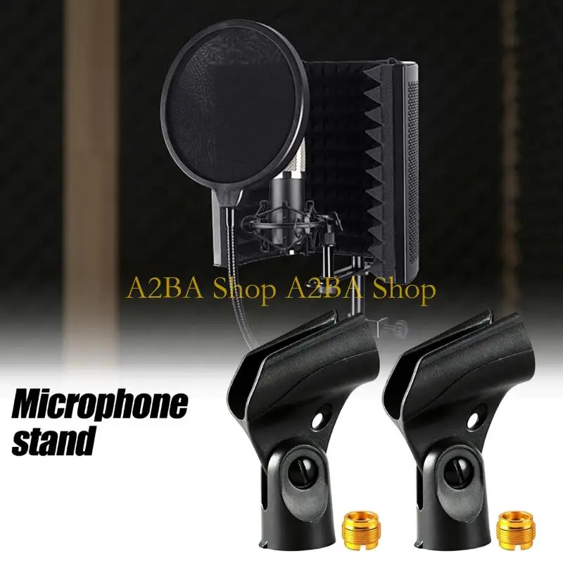 A2BA Recording Desk Microphone Clip Holder with Metal Thread Adapter, ABS Mic Stand for Streaming, Meetings, Home Offices