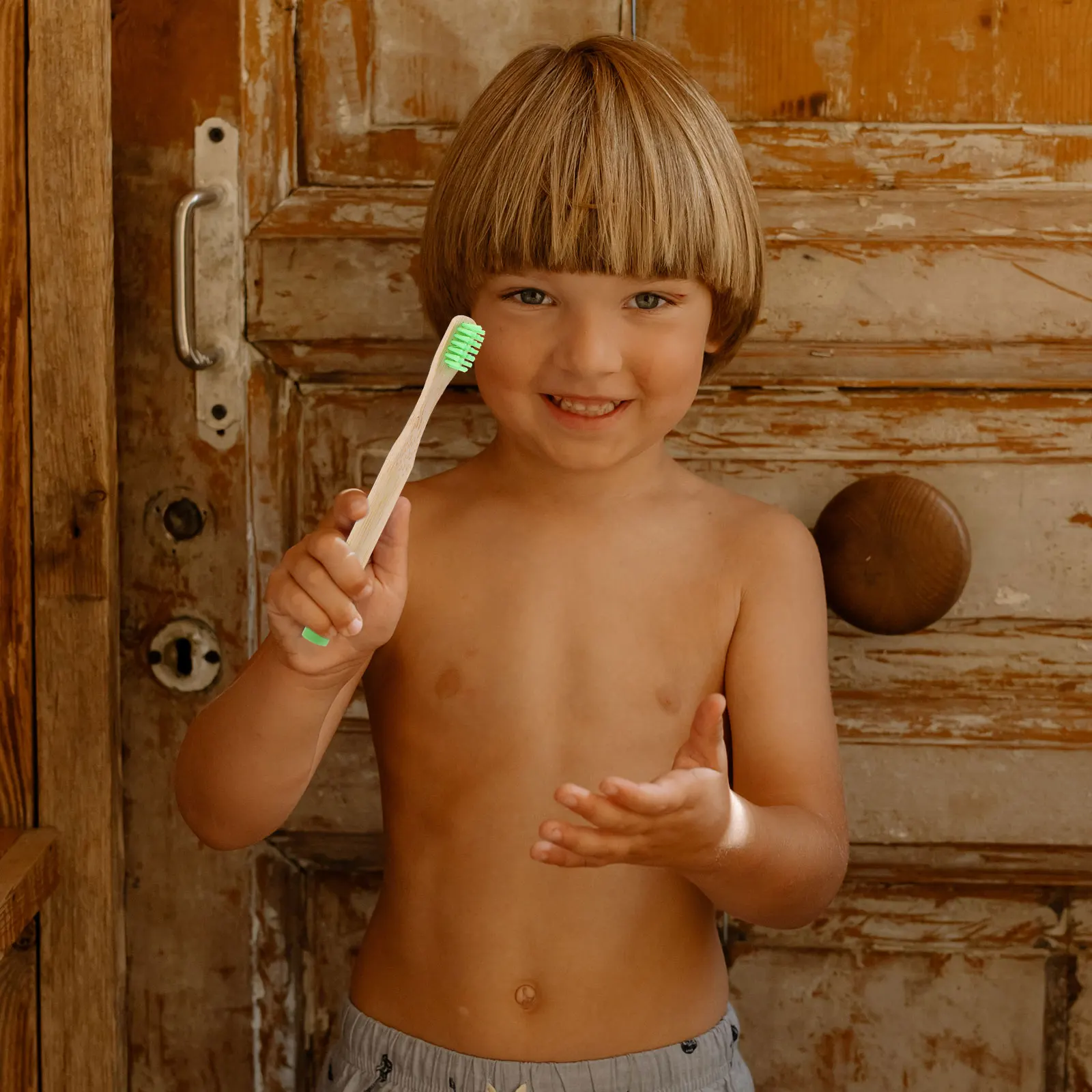

5pcs Portable Wear-Resistant Wooden Kids Toothbrushes Safe Comfortable Manual Ergonomic Travel Daily Use Children Teeth Brush