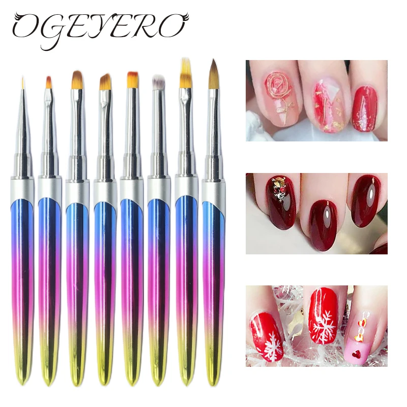 OGEYERO Nail Brush Gel Brush For Manicure Acrylic UV Gel Extension Pen Nail Polish Painting Drawing Brush Liner Nail Brushes