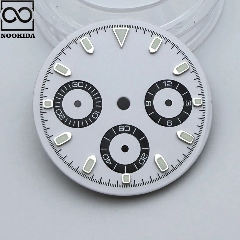 NOOKIDA 29,5 mm VK63 quadrante per movimento al quarzo quadrante cronografo 6 lancette parti di orologi verde luminoso adatto per custodie per orologi da 39 mm