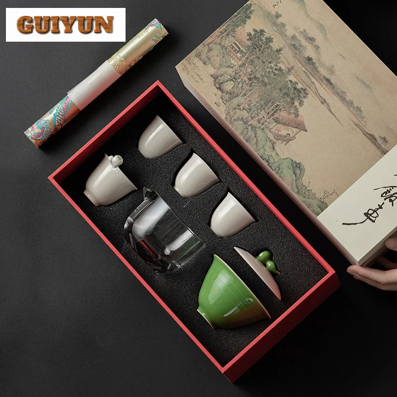 

Plant Ash Good Fortune Tea Set Complete Set Aesthetic Tea Ceremony Set Household Teapot And Tea Cup Set Cha Supplies Ornaments