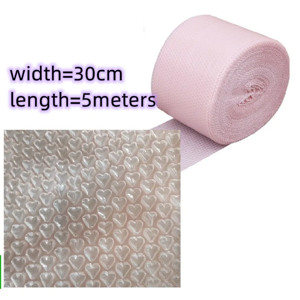 Bubble Mailers for Gift Box, Embalagem Shockproof Packing Wrap, Love Heart Bubble Film Mailing, Atacado, 30cm x 5 m/Roll