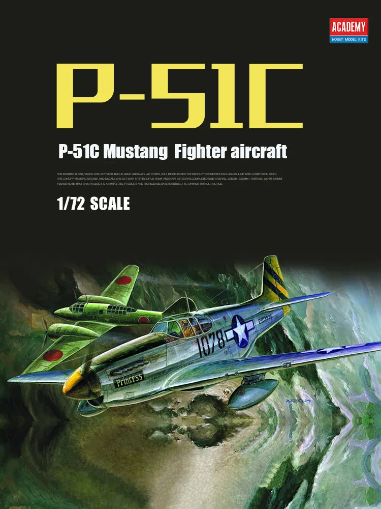 

Academy Assembly Aircraft Model Kit 12441 US P-51C Mustang Fighter 1/72