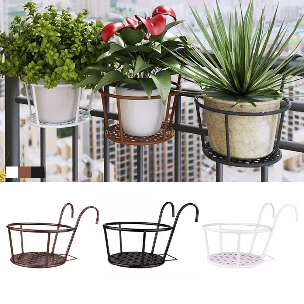 Flower Pot Exquisite Wall-mounted Iron Wall Hanging Basket Flowerpot for Outdoor Garden Balcony Planter Bucket Bonsai Stand Deco