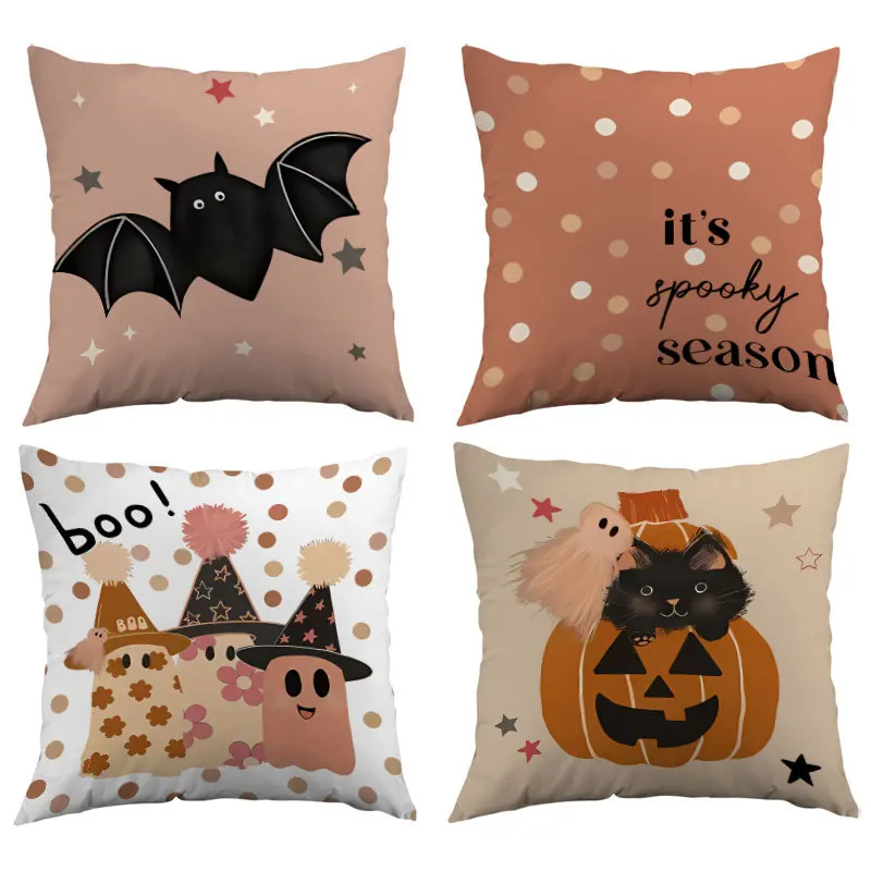 Halloween Pillow Cover Autumn Peach Skin Velvet Pillow Cover Autumn Pillow Sofa Pillow Cushion Pillow Does Not Contain Core