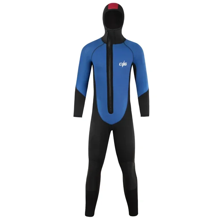 7mm Breathable Neoprene Jumpsuit for Adults Full Hood with Front Zipper Long Sleeve Scuba Diving Wetsuit