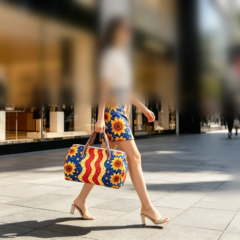 

2Pcs Sunflower Patriotic Travel Duffel Bag, Large Capacity American Flag Tote with Makeup Pouch, Portable Overnight Weekend Bag