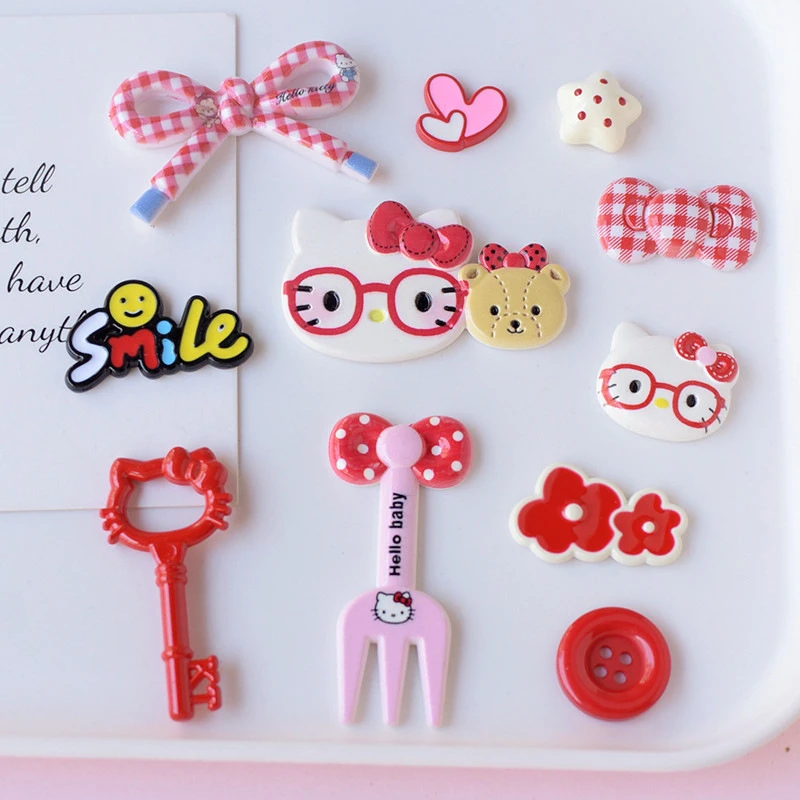 

11Pcs Hello Kitty Cartoon Shoe Decorative Charms Diy Trend Accessories For Abs Decorations Fit To Bubble Slide Sandals Xmas Gift