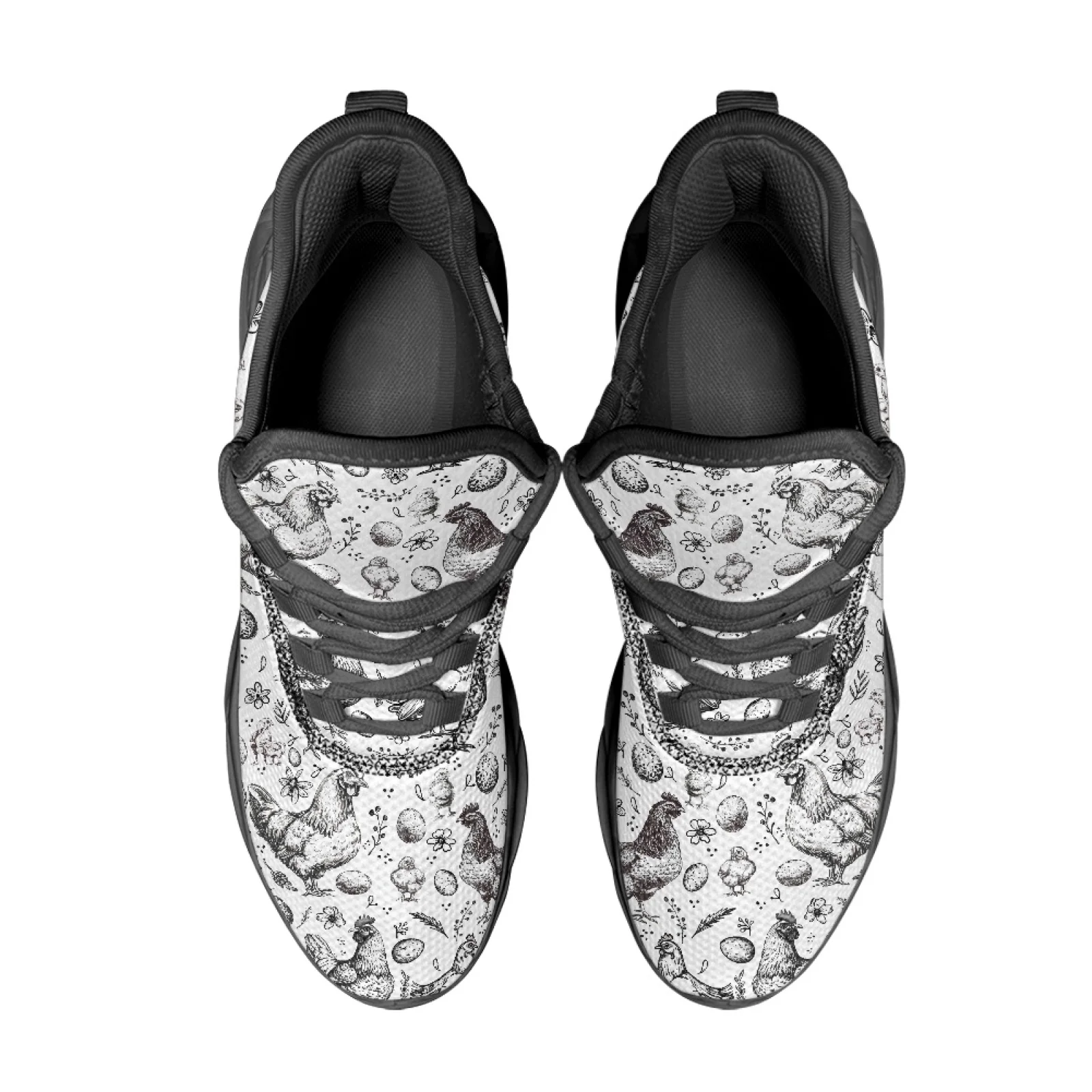 PENSTROLL Egg Flower Pattern Fashion Sneakers Mesh & EVA Athletic Footwear Comfortable Running Shoes for Students