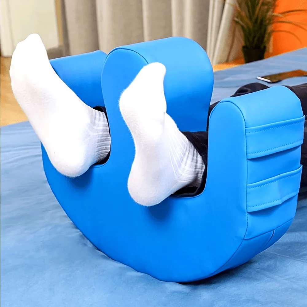 Memory Foam Bedroll Turning Pillow - Soft Support for Elderly & Bedridden, Easy Roll. Blue.