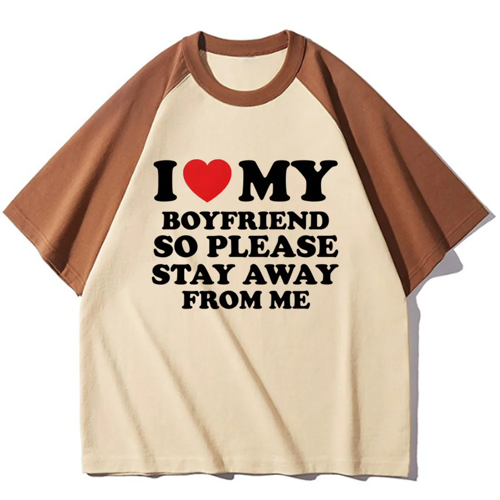 i Love My Boyfriend i Love My Girlfriend top tees female kawaii Y2k top tees Grunge Breathable Graphic Comfortable Pastel