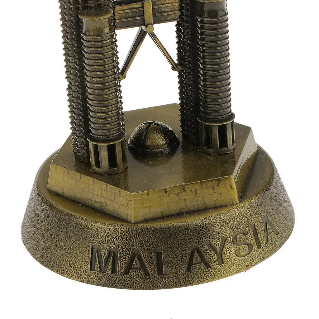 Vintage Bronze Malaysia Petronas Twin Towers Miniature Souvenir Sculpture Home Decoration for Bedroom