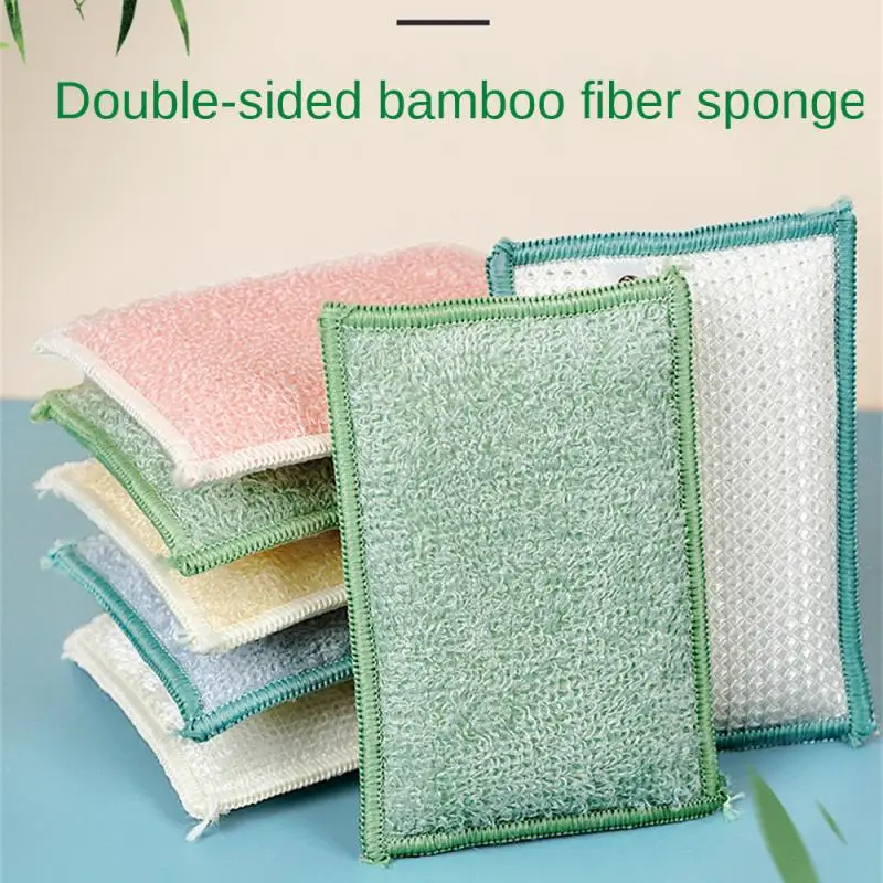 Dish Cloth Various Scenarios Applicable Sponge Cleaning Brushes Pan Dish Cloth Easily Removed Bamboo Fiber Cleaning Cloth