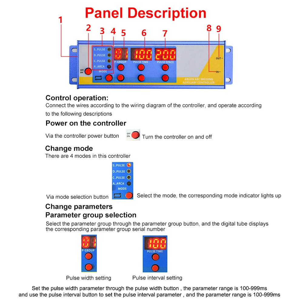 TIG Welding Modified Cold Welding Machine Controller Argon Arc Welding Pulse Controller Auxiliary Welding Tool 4 Welding Modes