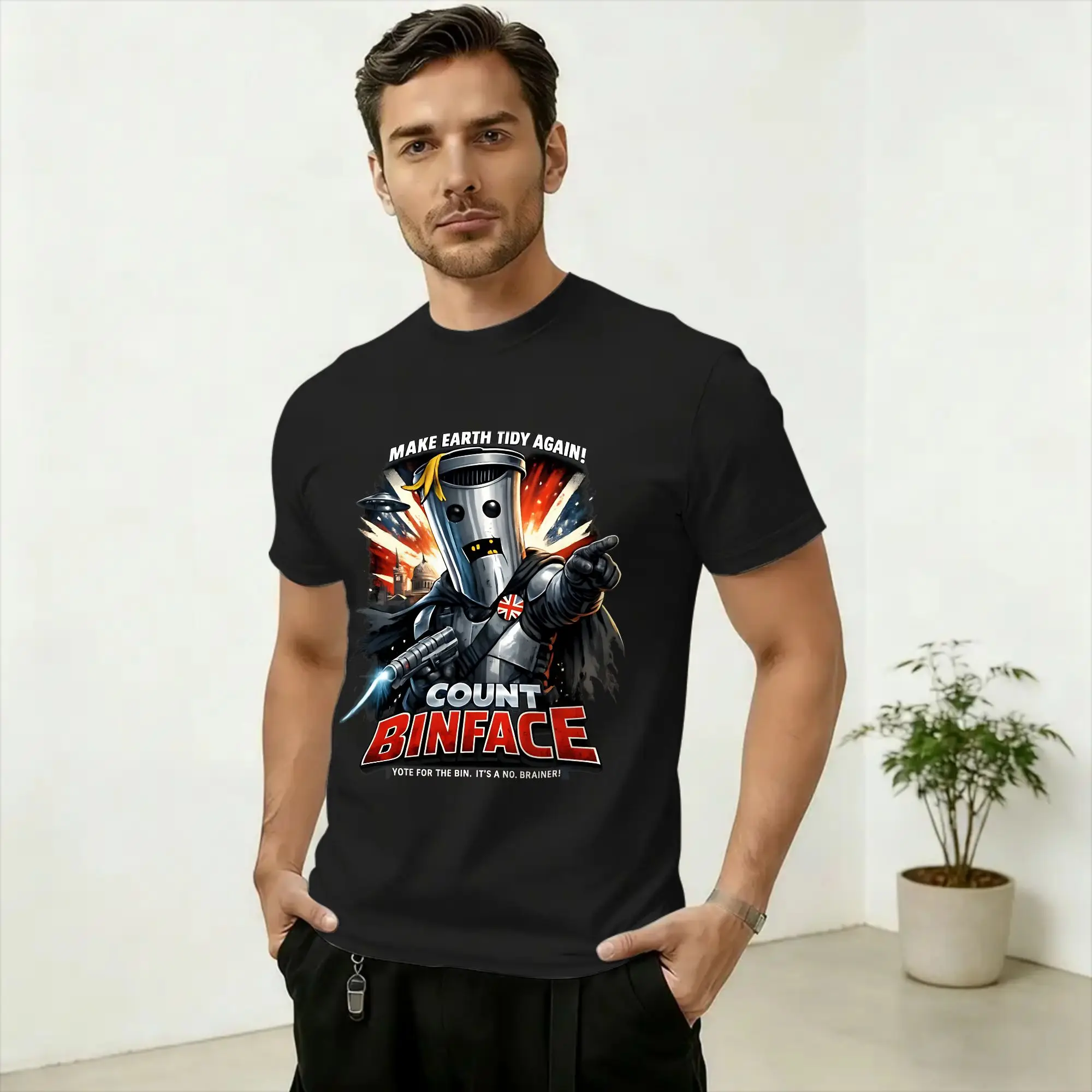 Count Binface Sigma IX 100 Cotton T-Shirt For Men Beach  Vintage T-Shirts Breathable Popular Tees Oversized Design Clothing