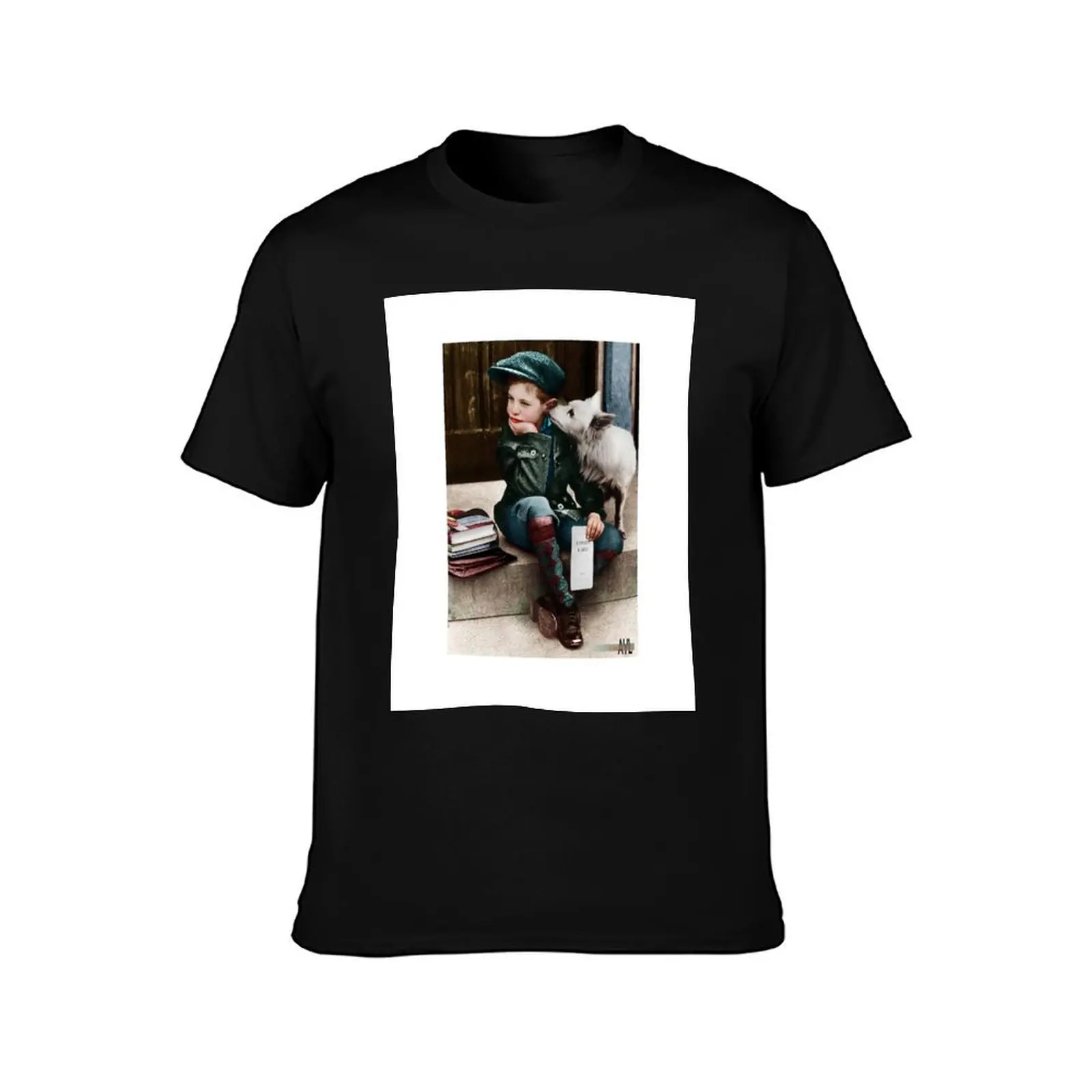 A Report Card Colorized Side Street Scene T-Shirt Summer Casual Cotton Tee Oversized Streetwear Tops Vintage Graphic Print