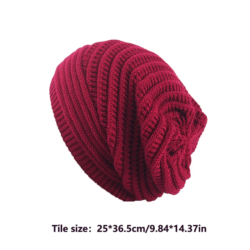 1PC Women Fashion Winter Versatile Knitted Hat Crochet Wool Outdoor Warm Hats Style Stretch Trendy Ribbed Chunky Cap Gift