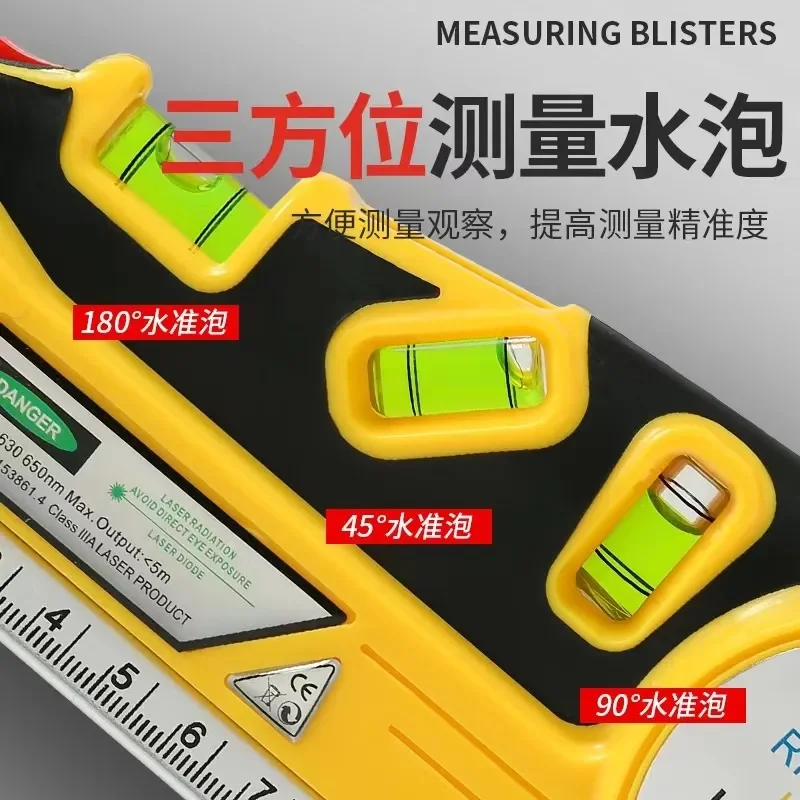 4 in 1 Level Tape Measure High Precision Green Light Infrared Distance Meter Compact Tool for Home Improvement