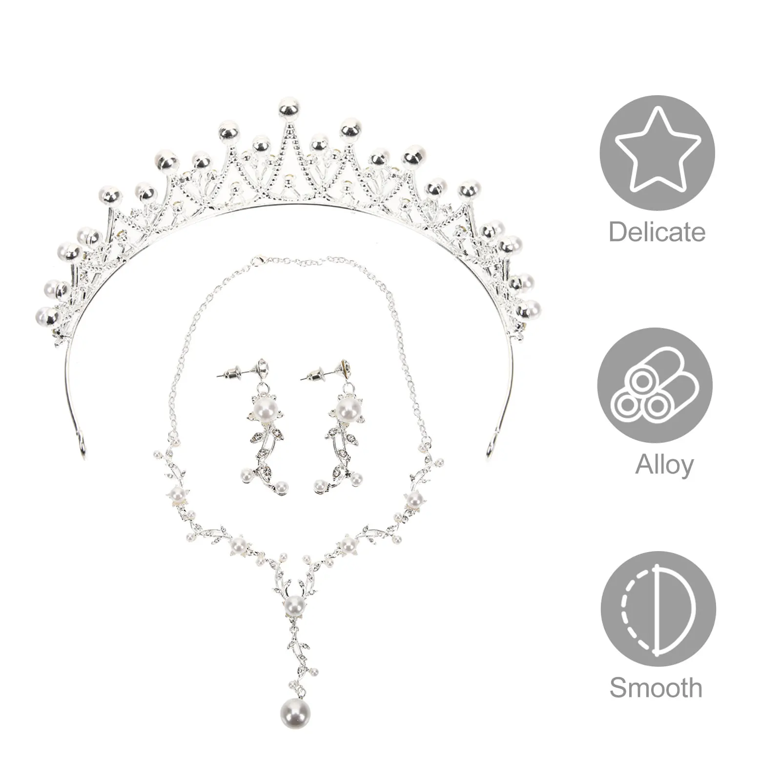 

1 set Crown Necklace Set for Women Wedding Tiaras Bride Jewelry Crystal Bridal Hair Accessories Elegant Tiara Earrings Necklace