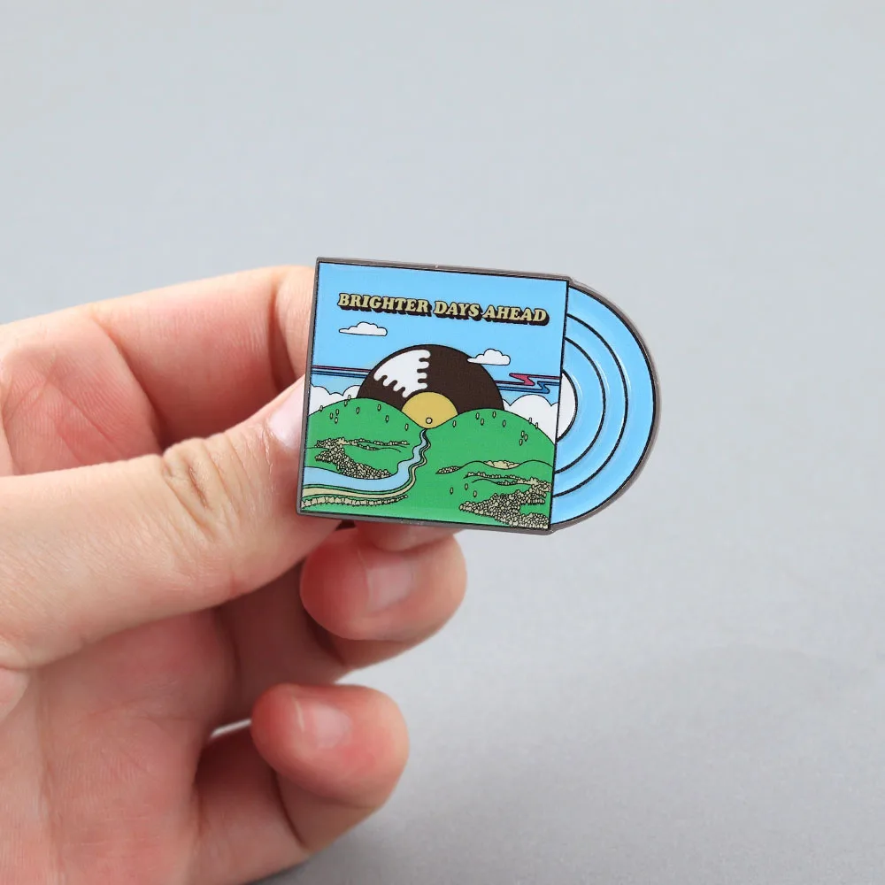Brighter Days Ahead Vintage Vinyl-Schallplatten-Emaille-Pin Cartoon-Landschaftsbrosche Retro-Musik-Kunst-Anstecknadel Stilvolles Geschenk – Detail 9