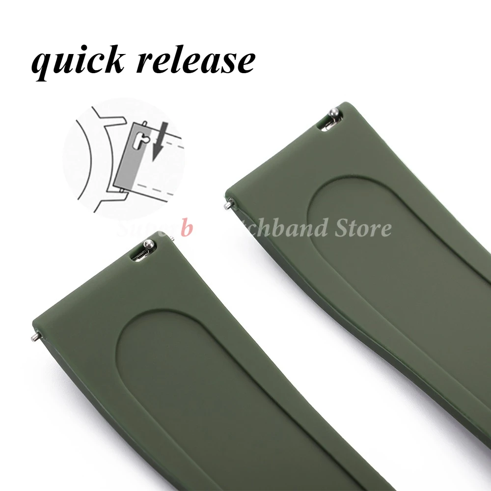 롤렉스 20mm 22mm 용 범용 방수 고무 스트랩 오메가 스포츠 실리콘 시계 밴드 세이코 퀵 릴리스 팔찌