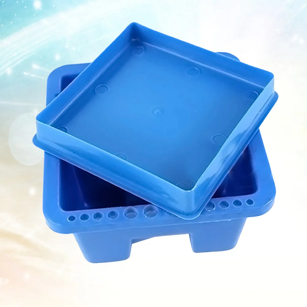 

Blue Plastic Multifunctional Brush Washer Square Bucket Painting Brush Washing Bucket Art Supplies Holder with Slots for Home