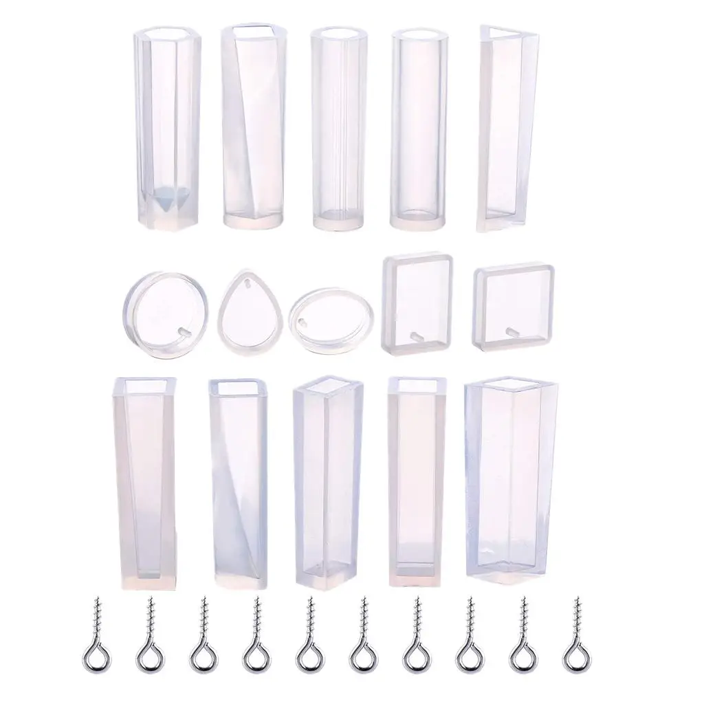 Silicone Molds Jewelry Making Kit with Screw Pins Clear Resin Casting Set for Handmade Pendants