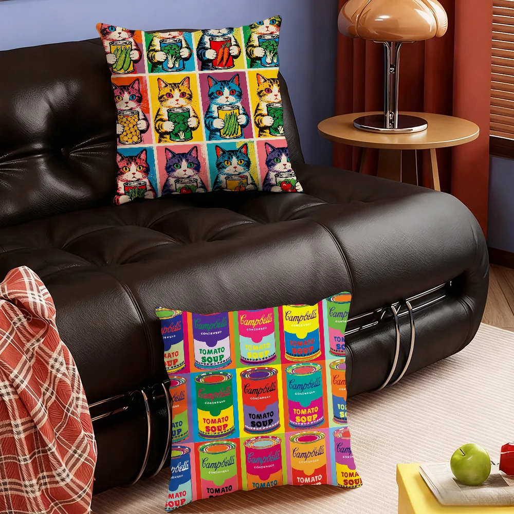 Art A-Andy Warhol Colors Pillow Case Bedroom Sofa Living Room Backrest Decoration Square Cushion Nap Time