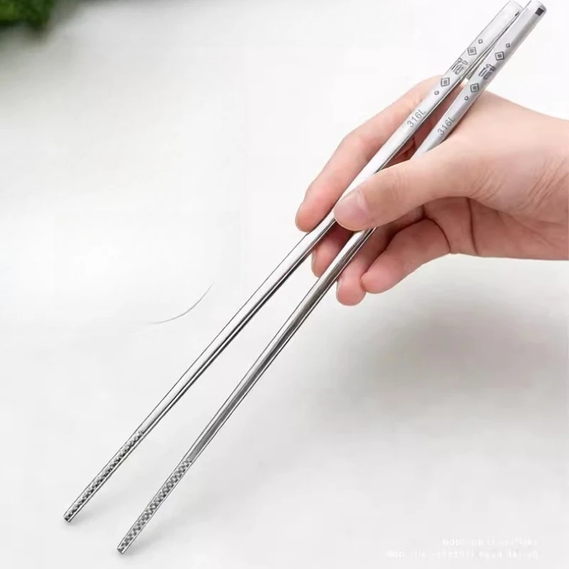 

LMM stainless steel chopsticks non-slip household high-end new one person one chopstick family metal set