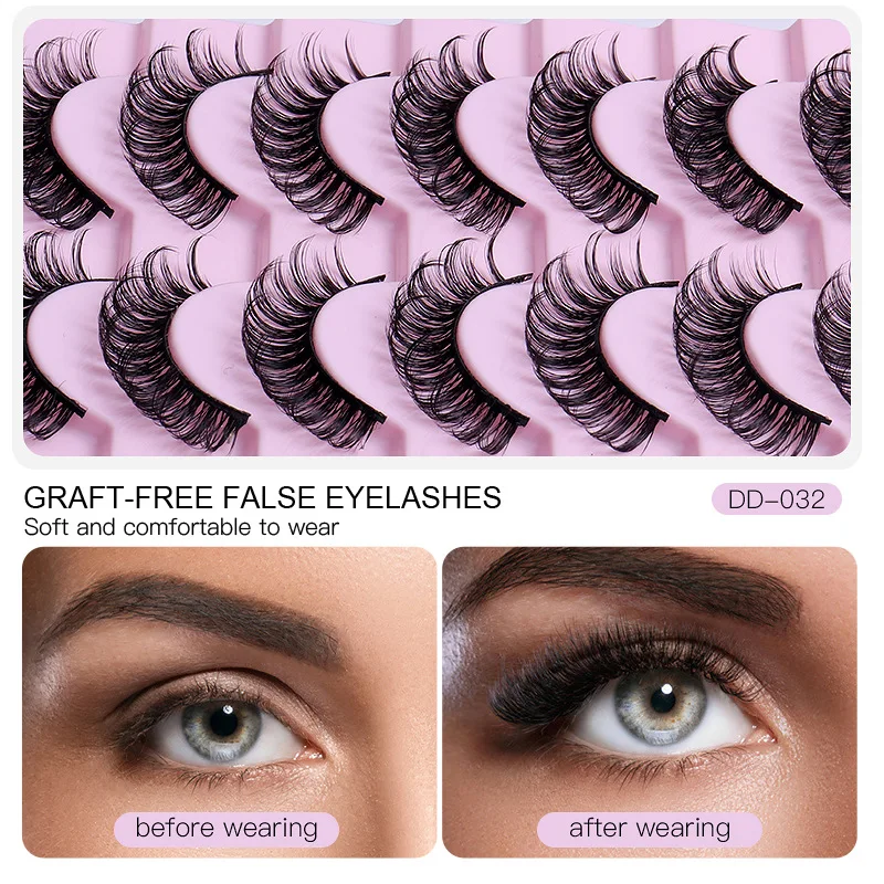 Russian Strip Lashes Extension Makeup Accessories D Curl Strip Lashes Lash Kit Fake Eyelashes Beauty Faux Cils Volume Russe Eyes