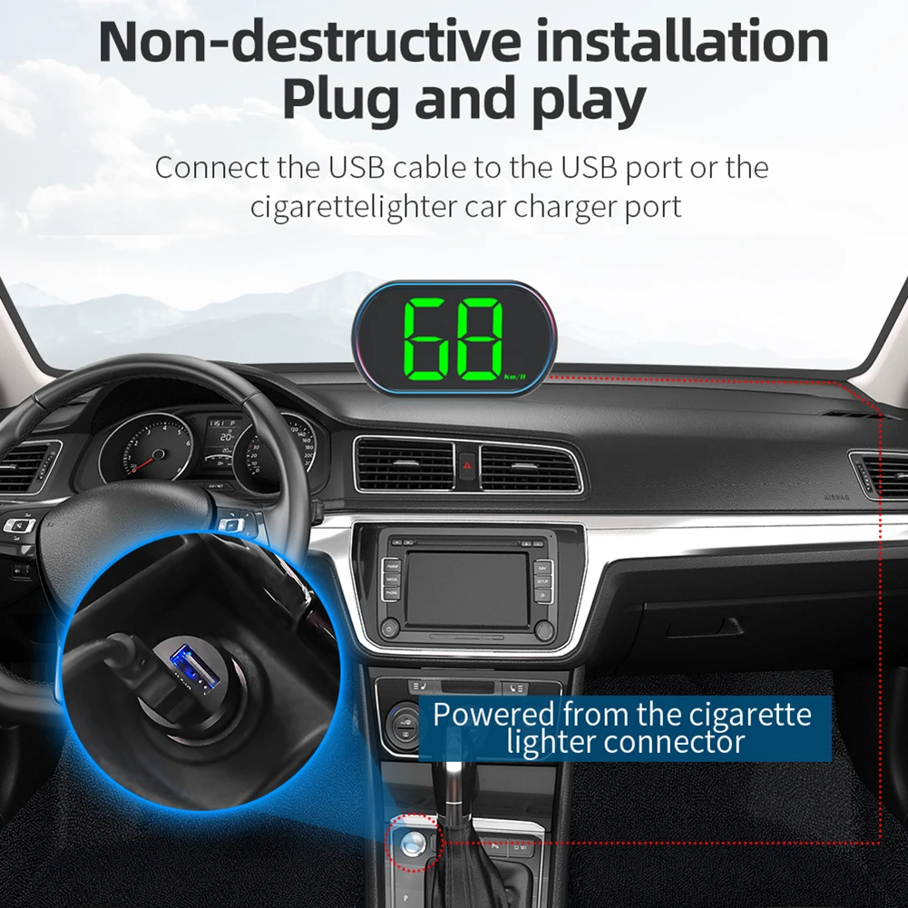 Spare Car GPS HUD Auto Electronics Head-Up Digital Display KM/H MPH Speedometer ABS+PC+LED Auto Electronics HUD Projector