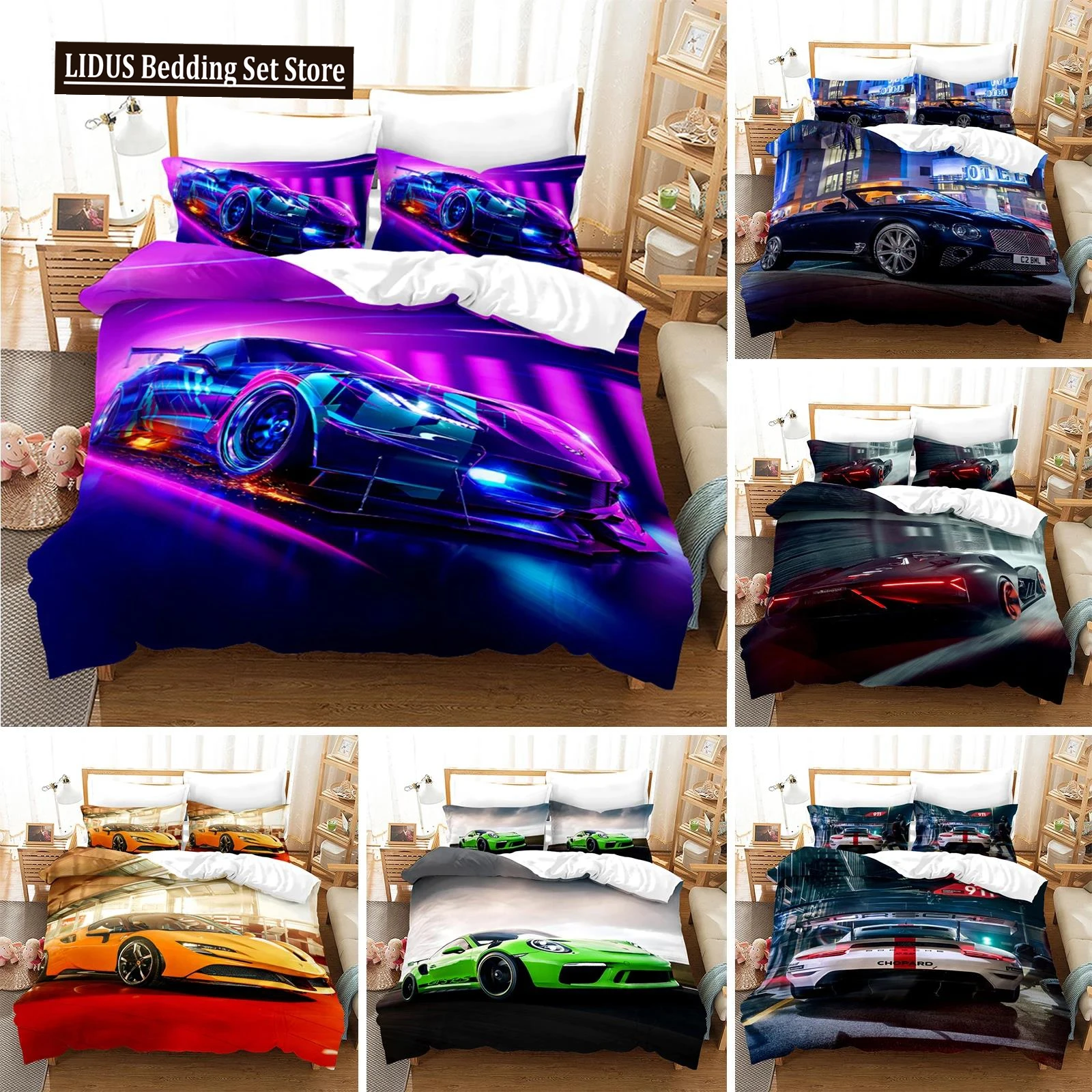 

Sports Car Luxury Bedding Set Duvet Cover Bedroom Comforter Covers Single Twin King ​Size Quilt Cover Home Textile 2/3PCS