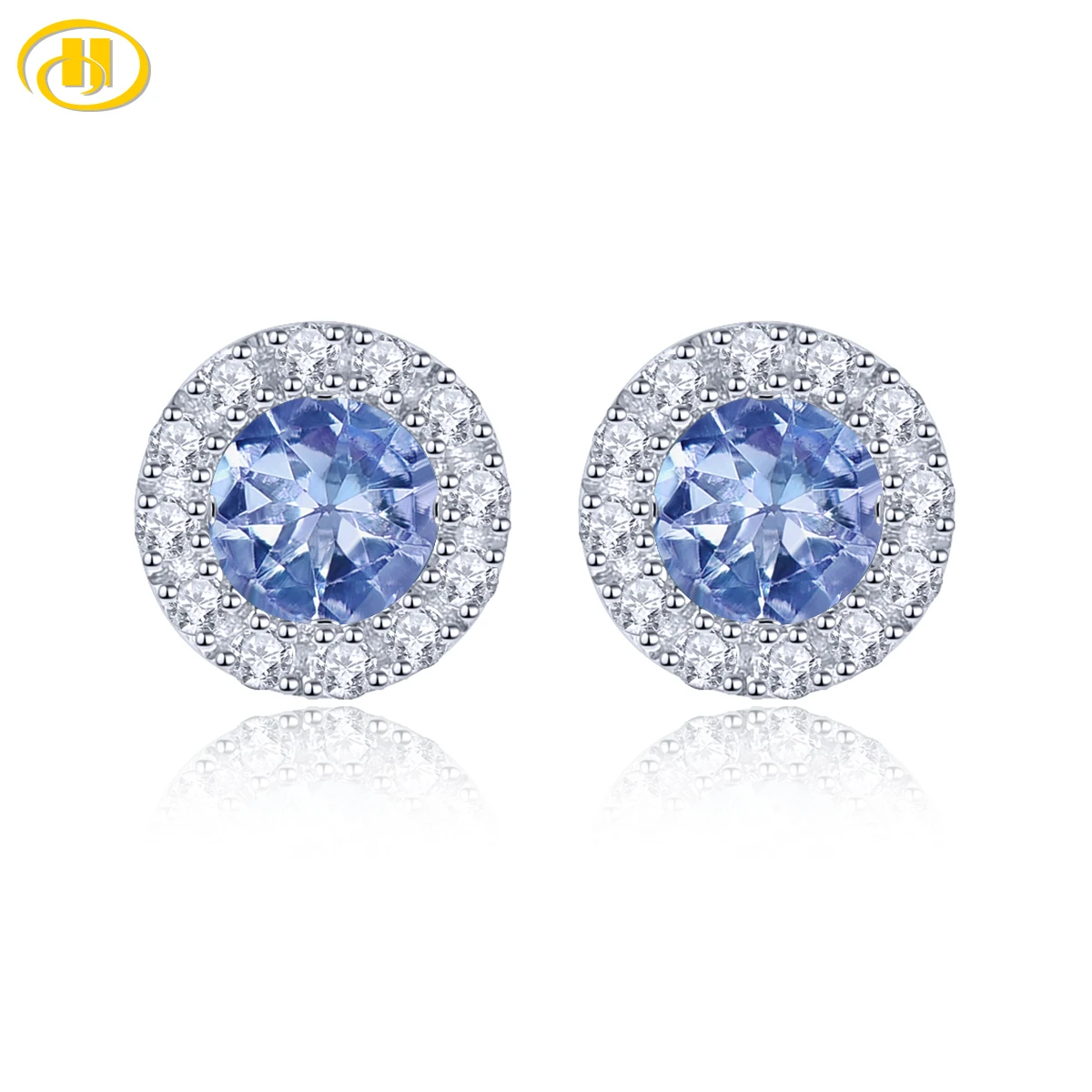 Natural Tanzanite Sterling Silver Stud Earring 0.5 Carats Genuine Tanzanite Classic Design Daily Style S925 Fine Jewelrys