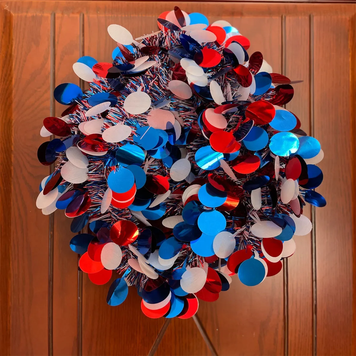 

4th of July String Tinsel Patriotic Metallic Circle Garland Independence Day Decoration Red White Blue Garland Party Tree Decors