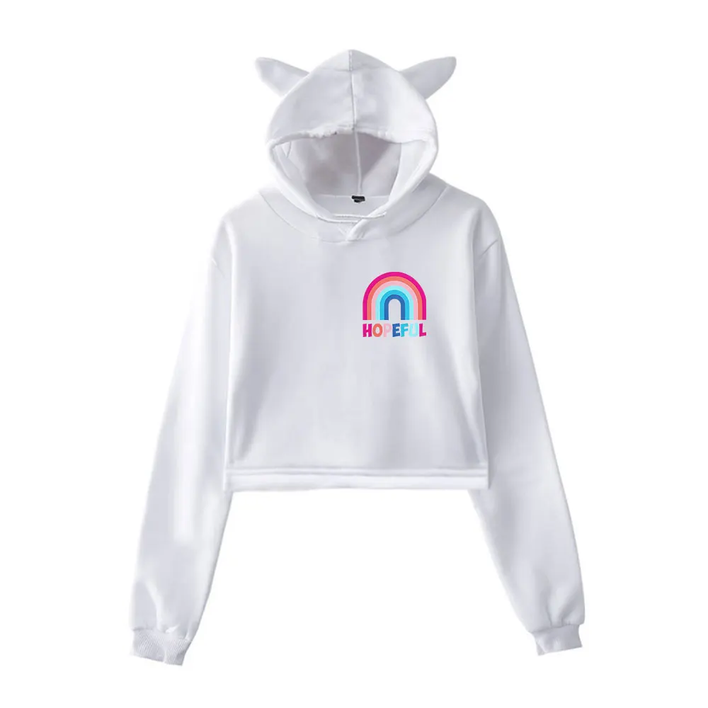 HopeScope Hopeful Hoodie Vintage 90s Streetwear Hoodie Merch Hoodies Fashion Sweatshirts for Girls Cat Ear Crop women