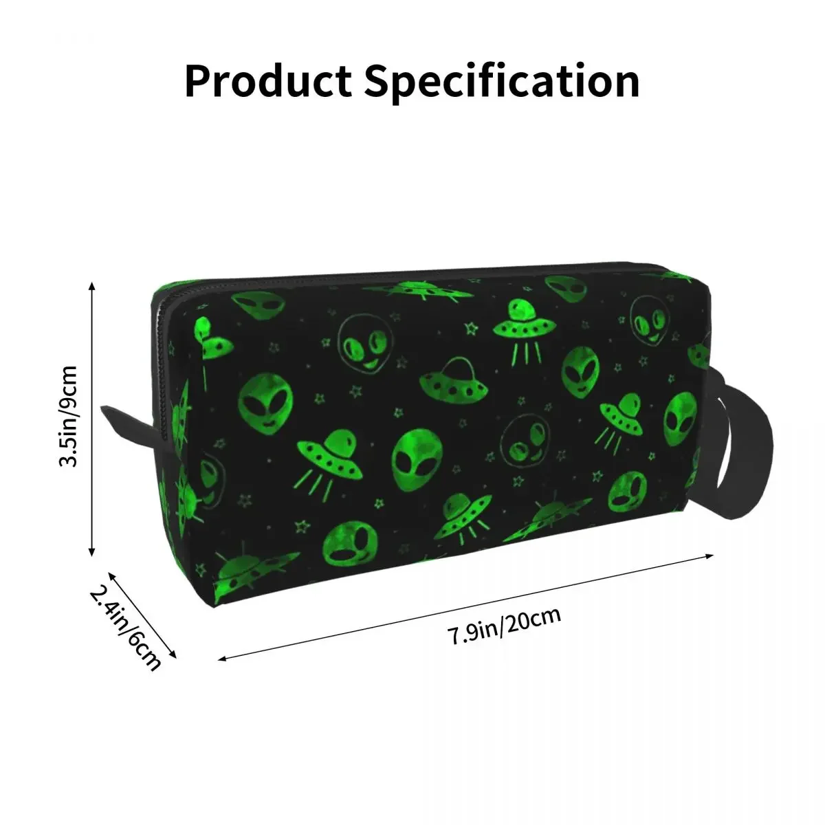 Aliens And UFOs Pattern Makeup Bag Cosmetic Organizer Storage Dopp Kit Toiletry Cosmetic Bag for Women Beauty Travel Pencil Case