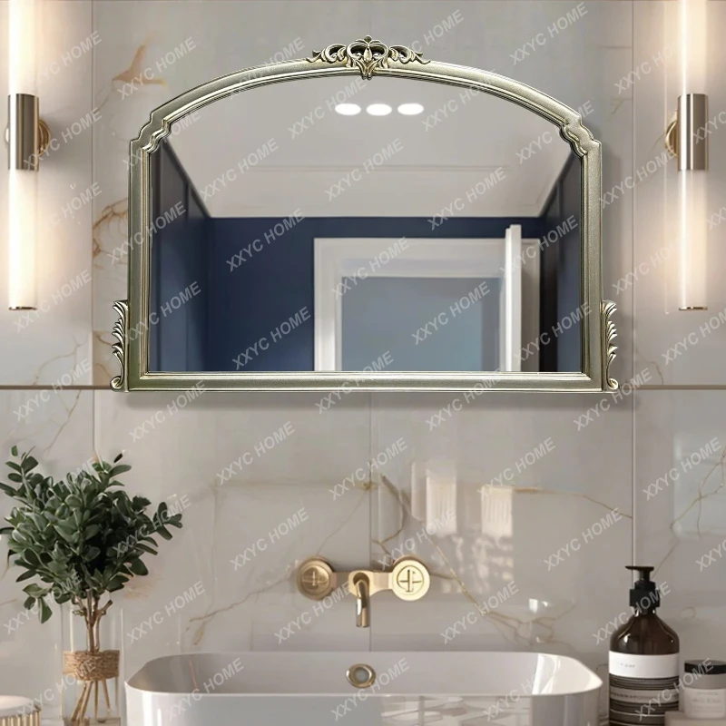 

Декоративное зеркало в ретро-стиле с резьбой, настенное зеркало для ванной комнаты, фоторамка, декоративное зеркало.